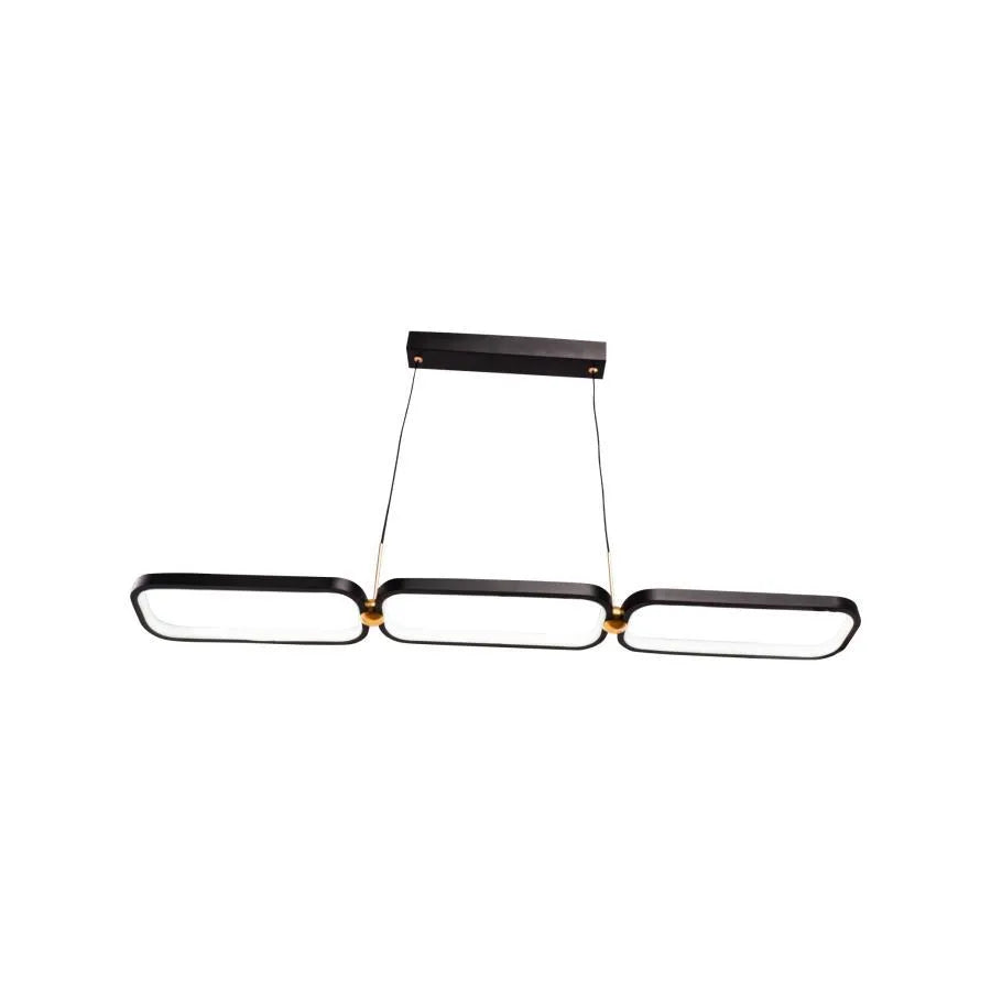 Lustra LED cu telecomanda HANSA 80W, 3 Elemente, Liniara, lumina Rece/Calda/Neutra, Dimabila, Negru Auriu