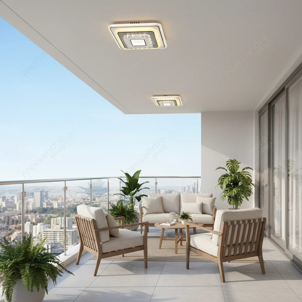 LED lustr s krištáľom MITA 39 W, 20 × 20 cm, štvorcový, studené/teplé/neuterálne svetlo, biela, imaginea 2
