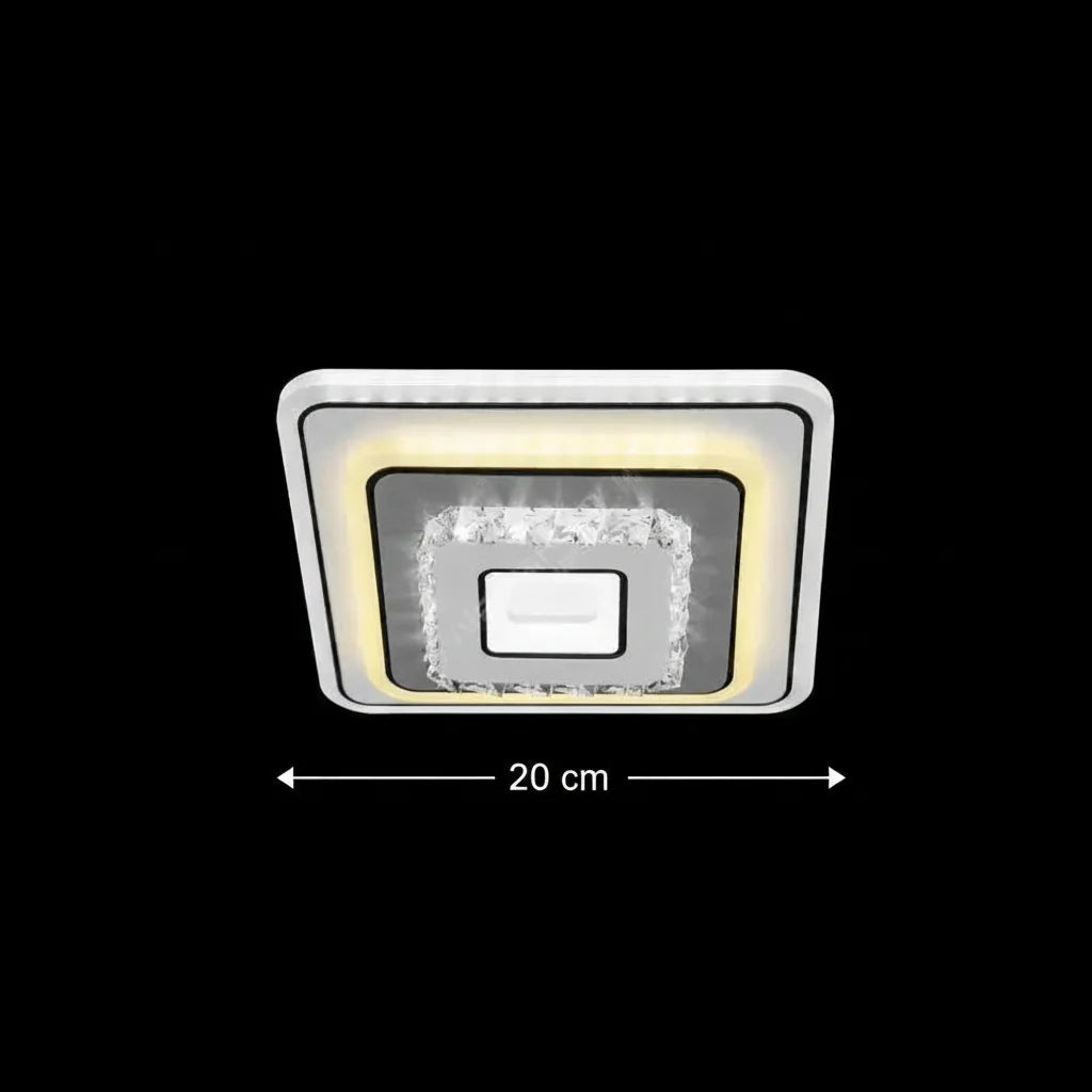 LED lustr s krištáľom MITA 39 W, 20 × 20 cm, štvorcový, studené/teplé/neuterálne svetlo, biela, imaginea 4