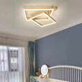 Lustra LED cu telecomanda PAPINI 112W, 2 Patrate, lumina Rece/Calda/Neutra, Dimabila, Auriu Lucios