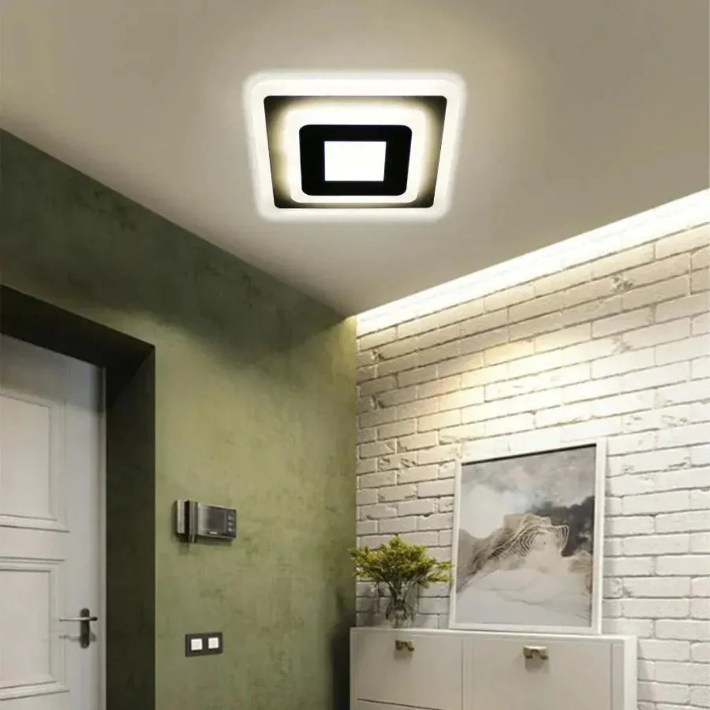MORNIKA 14W LED Ceiling Light, Diameter 25cm, Square, Neutral Light, White, imaginea 1