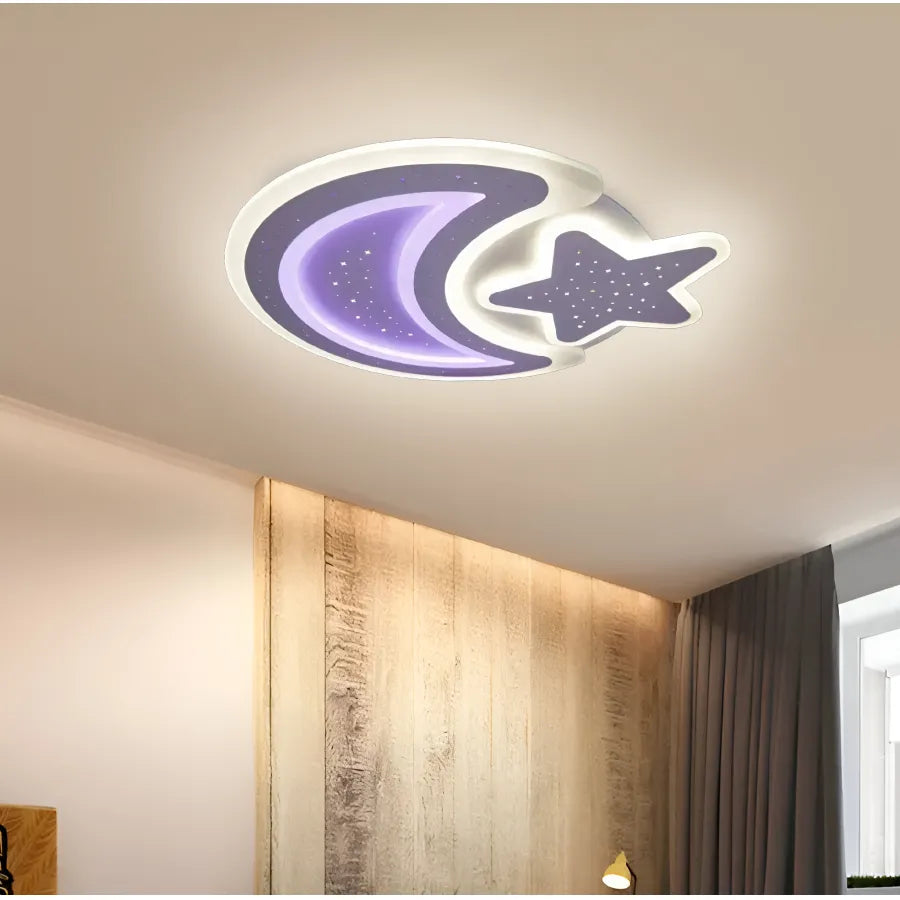 CORALIA 90W LED Chandelier with Remote Control, Moon and Star, Dimmable White/Cool/Warm/Neutral Light, imaginea 3