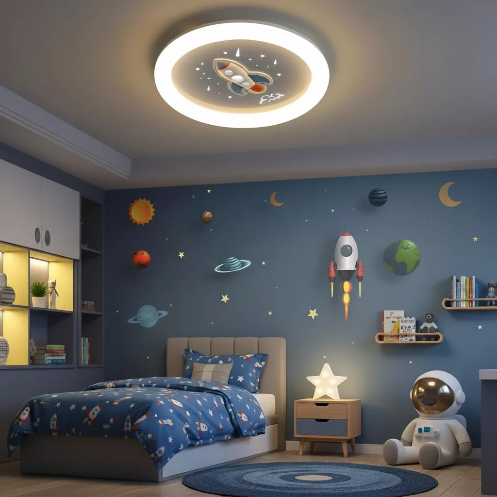 Lustra LED ROCKET 49W, Diametru 49cm, lumina Rece/Calda/Neutra, Alb Albastru