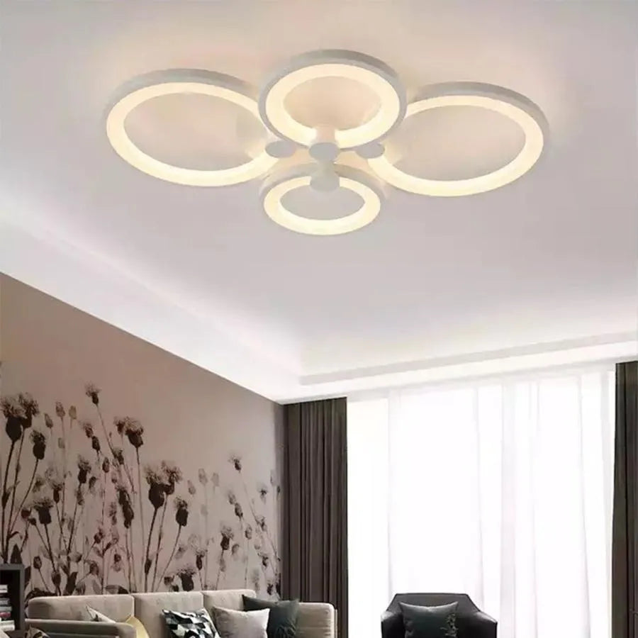 LED luster s diaľkovým ovládačom ALANI 52 W, 4 kruhy, studené/teplé/neuterálne svetlo, stm dimovateľný, biela farba, imaginea 1