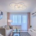 LED luster s diaľkovým ovládačom ALANI 168 W, 6 kruhov, studené/teplé/neuterálne svetlo, dimovateľný, biela farba