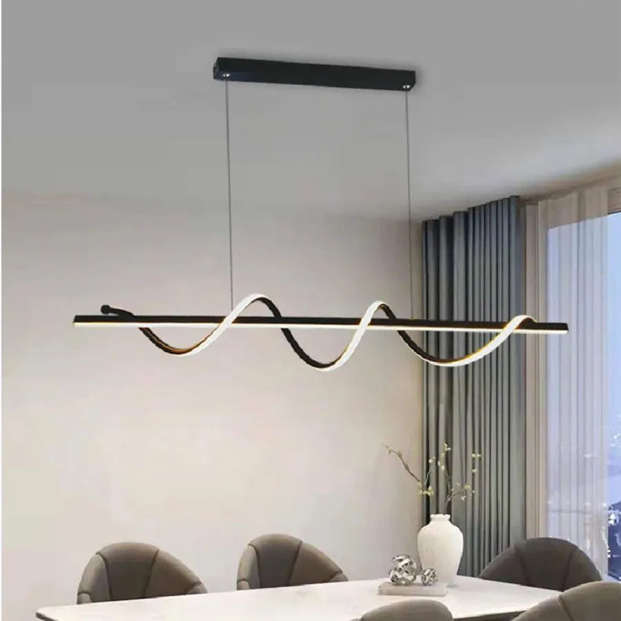 Lustra LED suspendata cu telecomanda AMINIA 80W, Liniara, lumina Rece/Calda/Neutra, Dimabila, Negru, Inaltime Reglabila