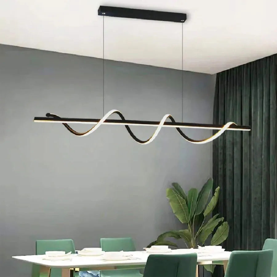 Lustra LED suspendata cu telecomanda AMINIA 80W, Liniara, lumina Rece/Calda/Neutra, Dimabila, Negru, Inaltime Reglabila