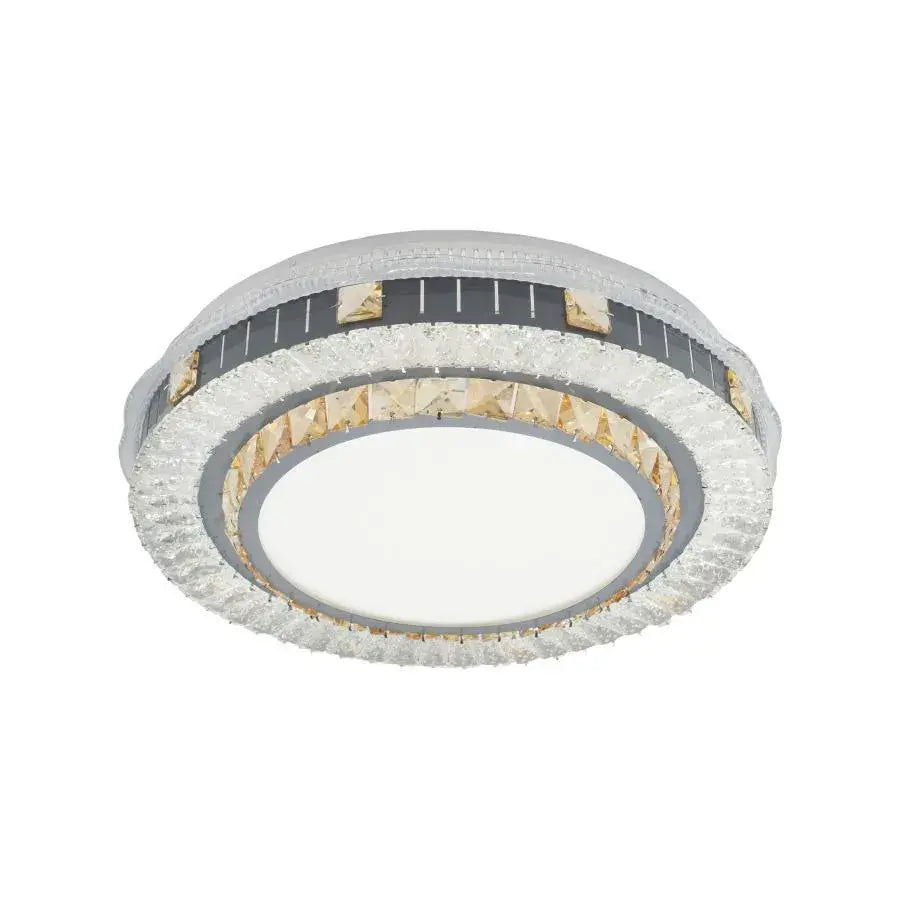 Lustra LED cu telecomanda si cristal KANNON 96W, Rotunda, lumina Rece/Calda/Neutra, Dimabila, Crom Lucios