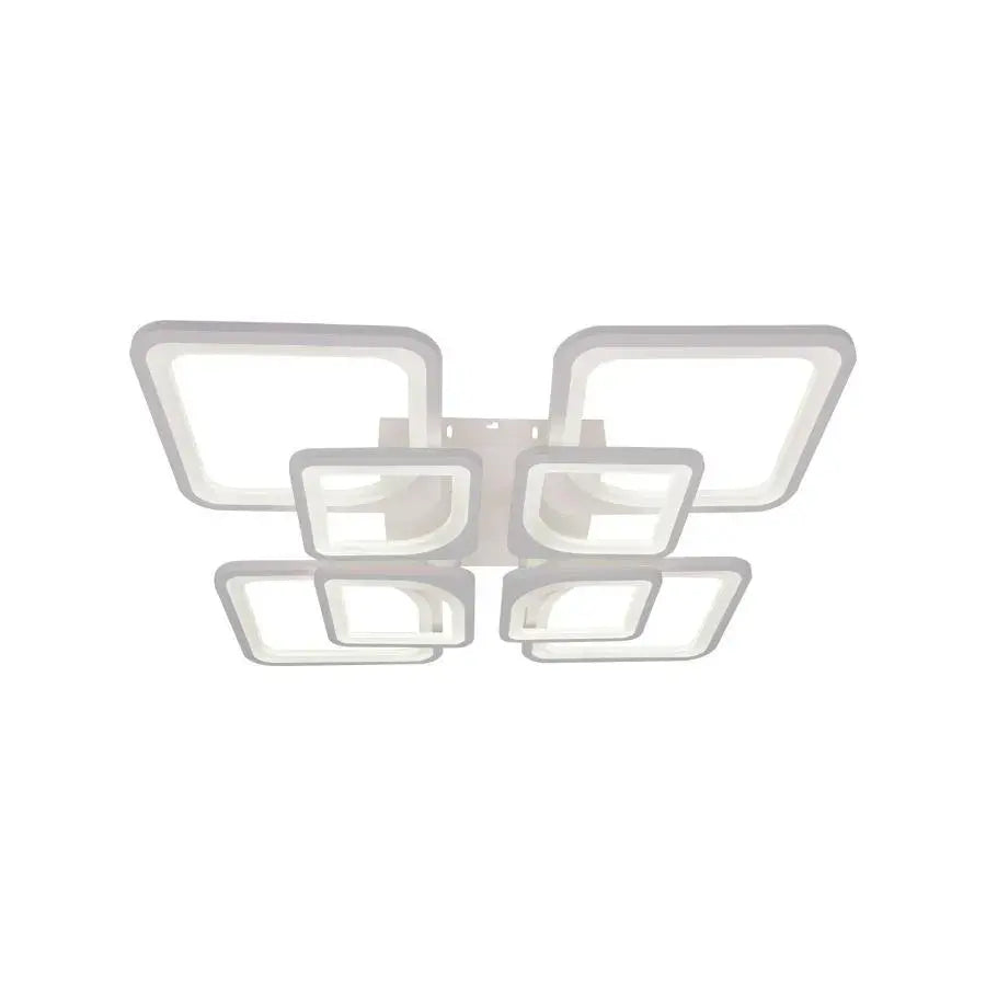 ZOE 138W LED Chandelier with Remote Control, 8 Squares, Cool/Warm/Neutral Light, Dimmable, White, imaginea 8
