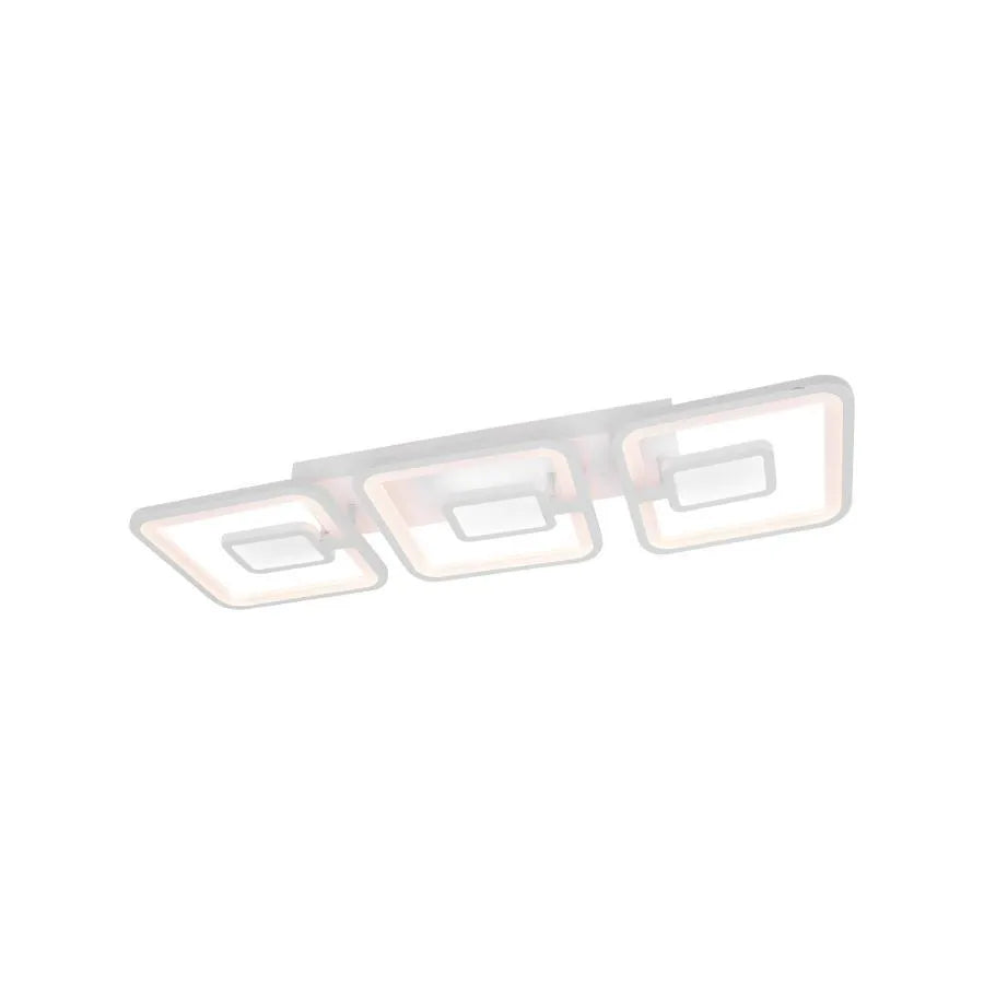 Lustra LED cu telecomanda FELIX 87W, 3 Patrate, lumina Rece/Calda/Neutra, Dimabila, Alb