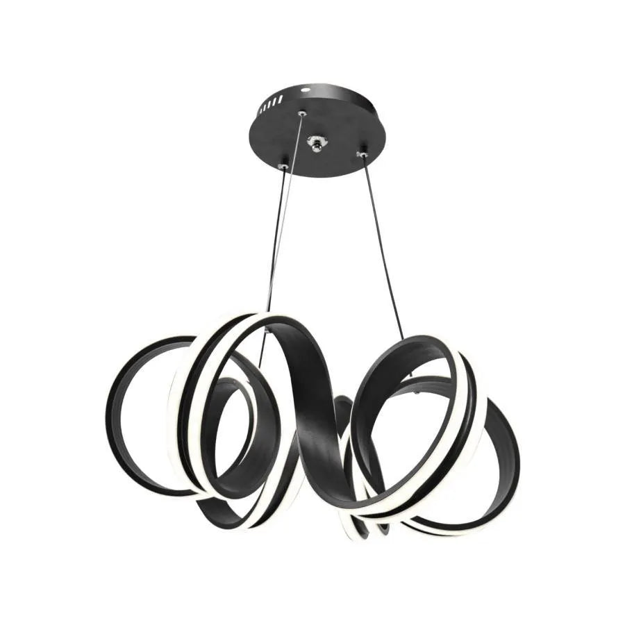 Lustra LED suspendata cu telecomanda INFINITY TWIST 180W, Ondulata, lumina Rece/Calda/Neutra, Dimabila, Negru, Inaltime Reglabila