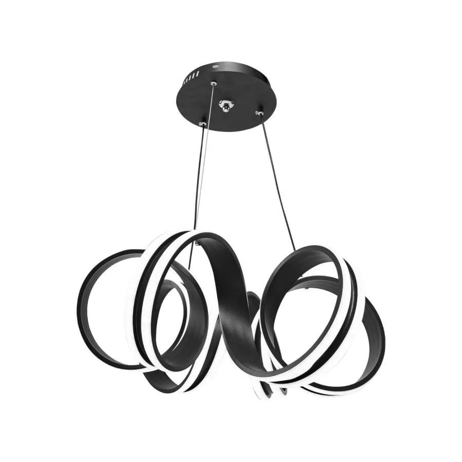 Lustra LED suspendata cu telecomanda INFINITY TWIST 180W, Ondulata, lumina Rece/Calda/Neutra, Dimabila, Negru, Inaltime Reglabila