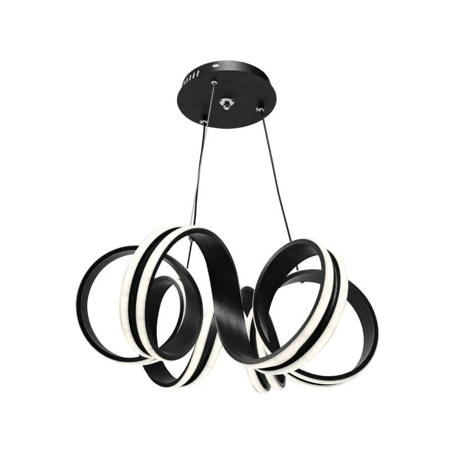 Lustra LED suspendata cu telecomanda INFINITY TWIST 180W, Ondulata, lumina Rece/Calda/Neutra, Dimabila, Negru, Inaltime Reglabila