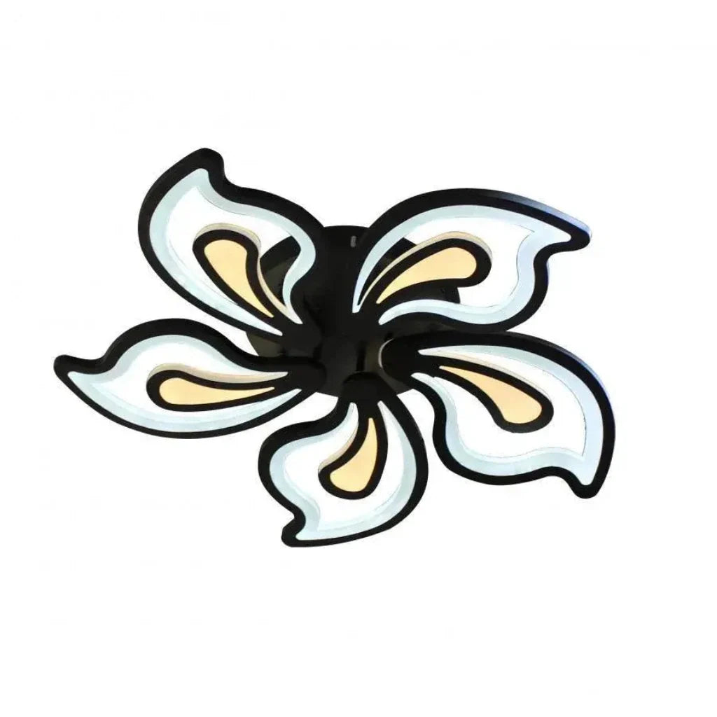 Lustra LED cu telecomanda GLORIOSA 150W, 5 Petale, lumina Rece/Calda/Neutra, Dimabila, Negru
