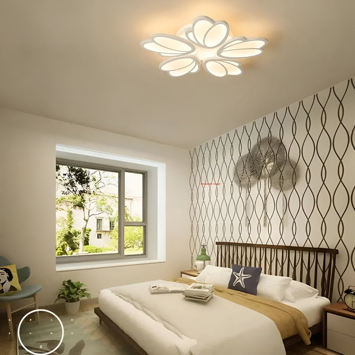 LED luster s diaľkovým ovládačom TULIP 81W, 5 lístkov, studené/teplé/neutrálne svetlo, stmívateľný, biela farba, imaginea 4