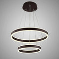 Lustra LED suspendata cu telecomanda OLATHE 180W, 2 Cercuri, lumina Rece/Calda/Neutra, Dimabila, Maro, Inaltime Reglabila