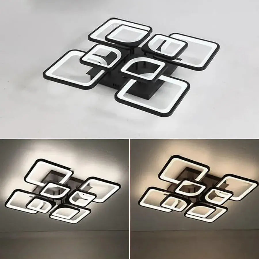 ZOE LED Chandelier with Remote Control, 8 Squares, 138W, Cool/Warm/Neutral Light, Dimmable, Black, imaginea 6