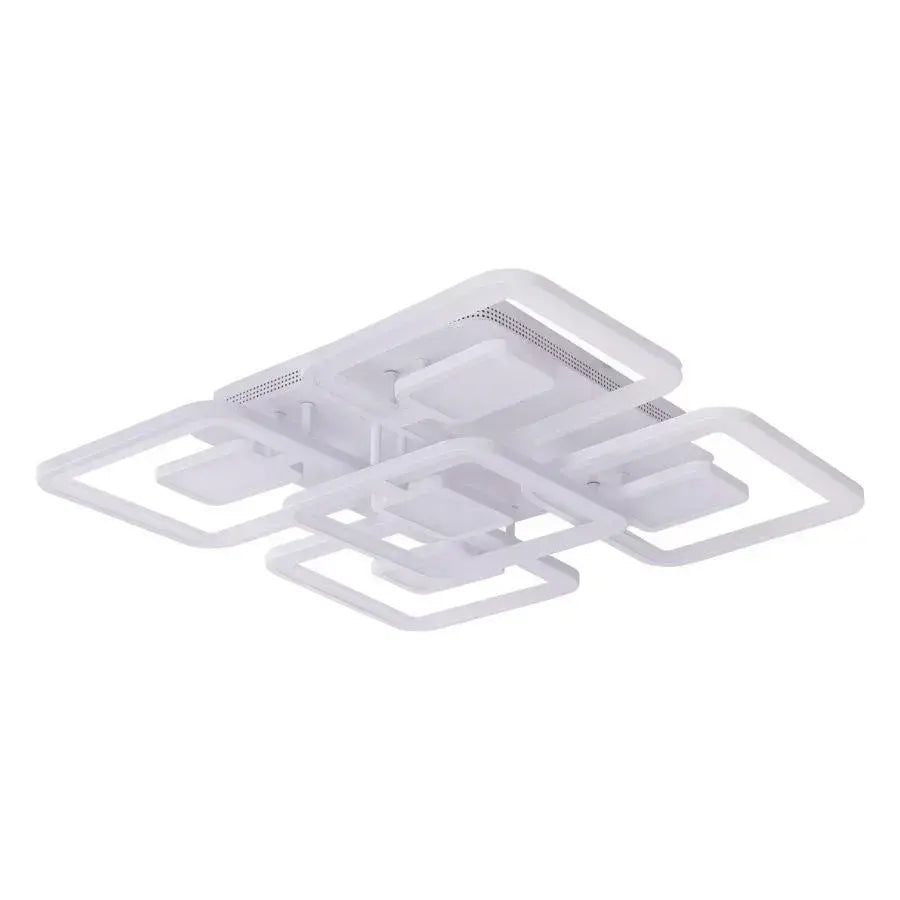 Lustra LED cu telecomanda FELIX 119W, 5 Patrate, lumina Rece/Calda/Neutra, Dimabila, Alb