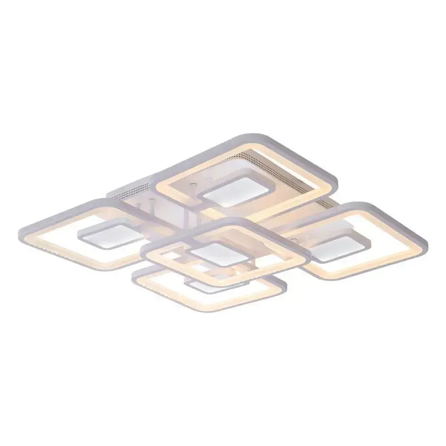 Lustra LED cu telecomanda FELIX 119W, 5 Patrate, lumina Rece/Calda/Neutra, Dimabila, Alb