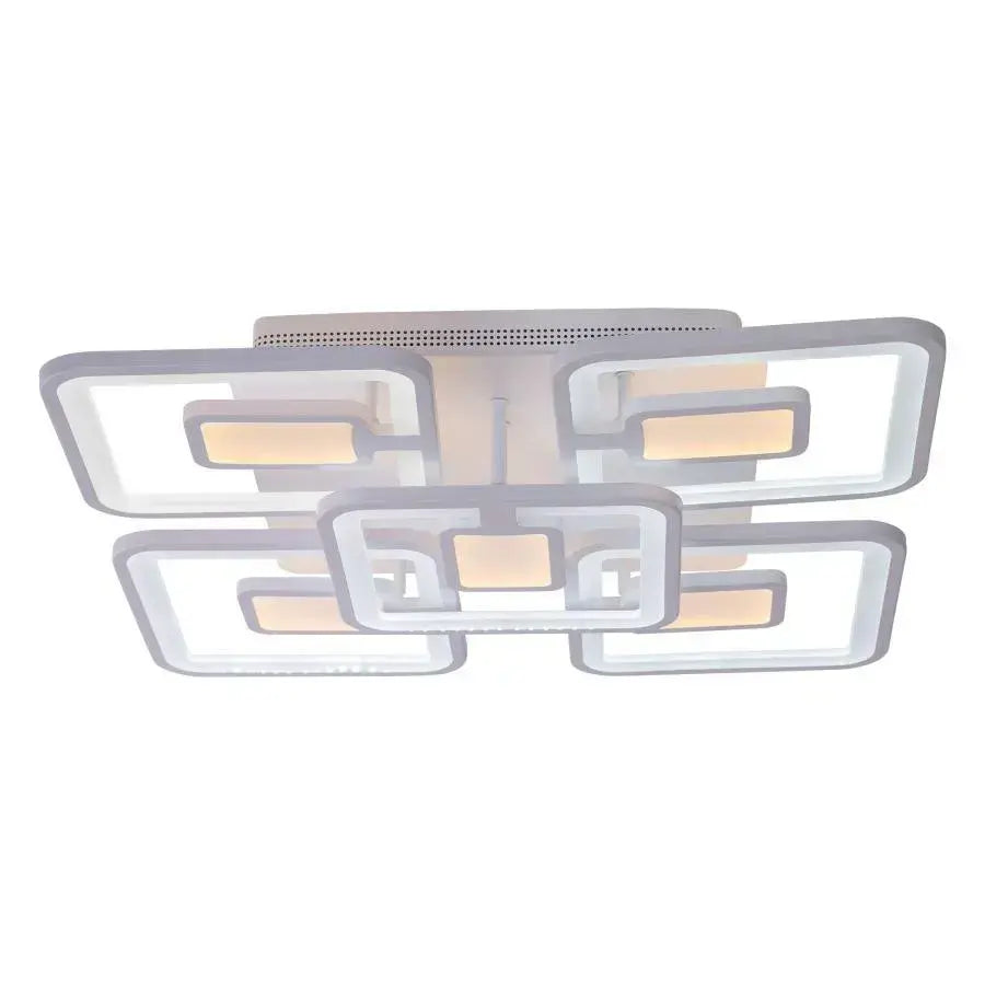 Lustra LED cu telecomanda FELIX 119W, 5 Patrate, lumina Rece/Calda/Neutra, Dimabila, Alb