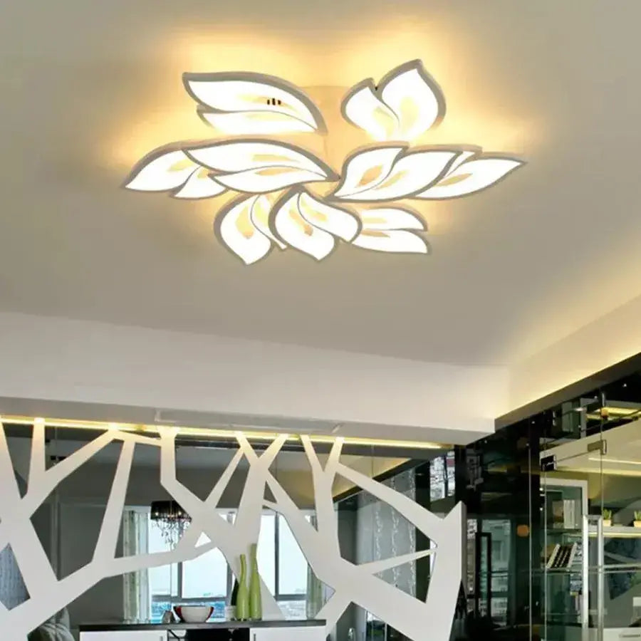 Lustra LED cu telecomanda LILY 101W, 9 Elemente, lumina Rece/Calda/Neutra, Dimabila, Alb