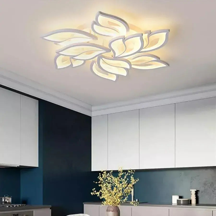 Lustra LED cu telecomanda LILY 101W, 9 Elemente, lumina Rece/Calda/Neutra, Dimabila, Alb