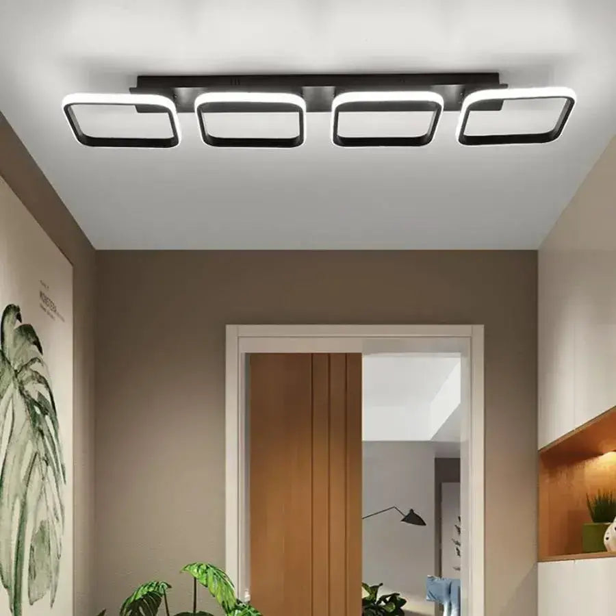 LED luster VERTEX 45W, 4 štvorce, Lineárny, studené/Teplé/Neutrálne svetlo, Čierny, imaginea 4