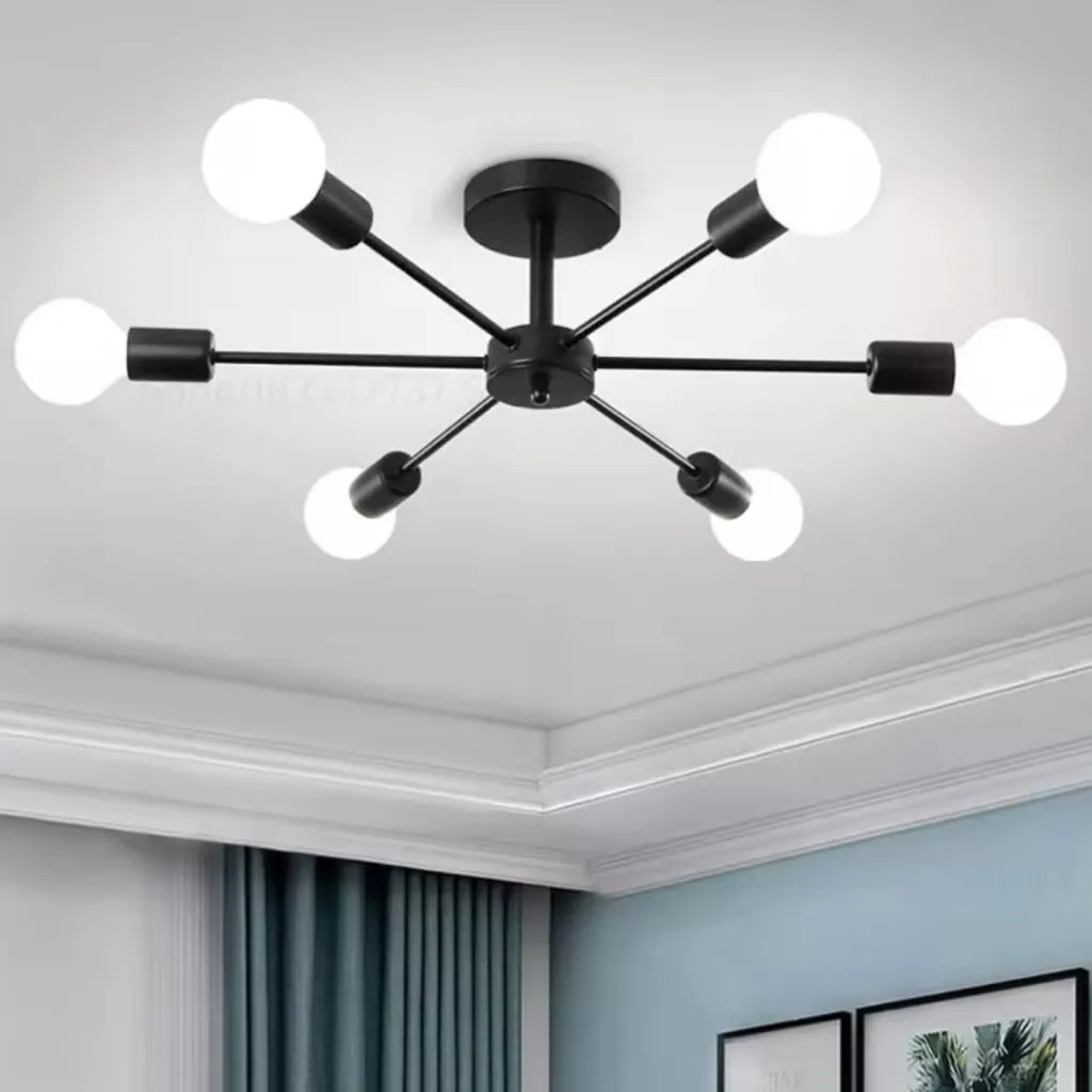 Lustra Mikkos 6XE27, diametru 49cm, Negru