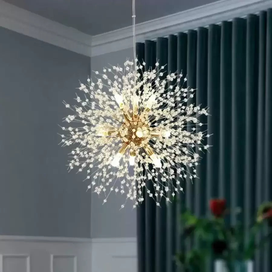 Candelabru Cristal Schönbrunn, 6x G9, Diametru 40cm, Auriu Lucios, Inaltime Reglabila