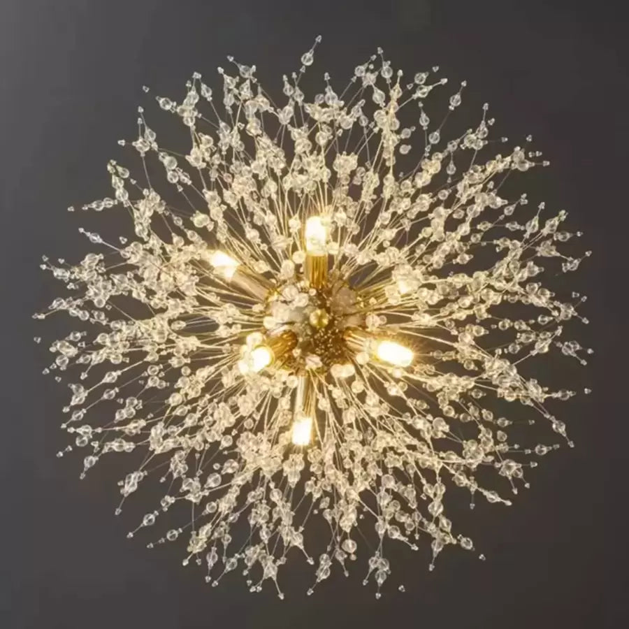 Candelabru Cristal Schönbrunn, 9x G9, Diametru 50 cm, Auriu Lucios, Inaltime Reglabila