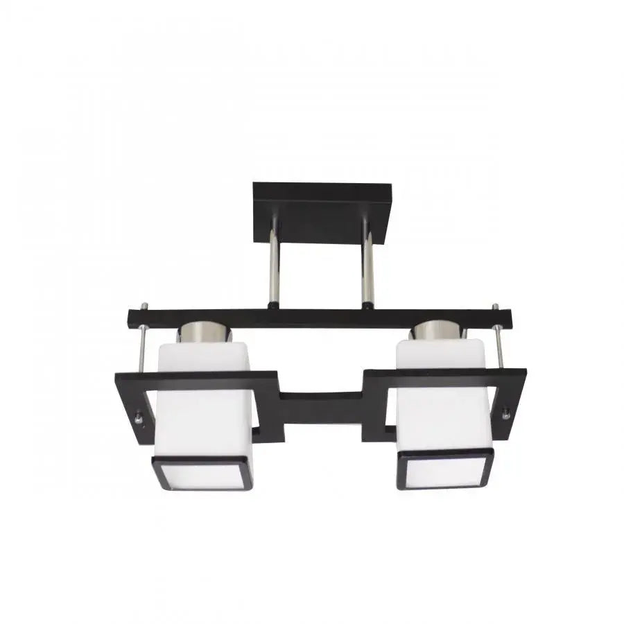 Classic Aramis Chandelier with Wood Square Shade 2X E27 Grey Black, imaginea 5