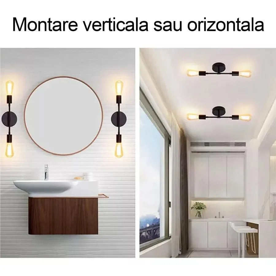 Aplica Sindi, 2 x E27, Metal, Negru