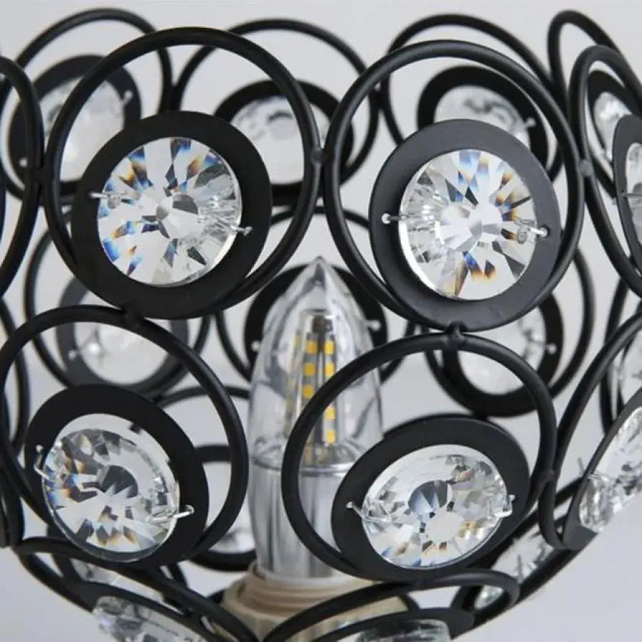Lustra Vera, 1x E27, Diametru 18cm, Negru, Metal si Cristal