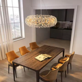 Candelabru Cristal KHUJANT 12x G9, Diametru 60cm, Auriu Lucios, Inaltime Reglabila