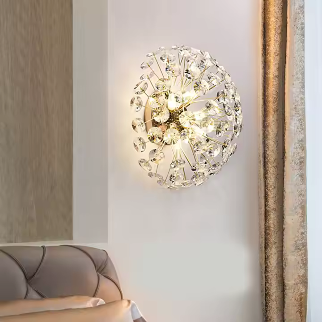Candelabru Cristal KHUJANT, 4x G9, Diametru 35cm, Auriu Lucios