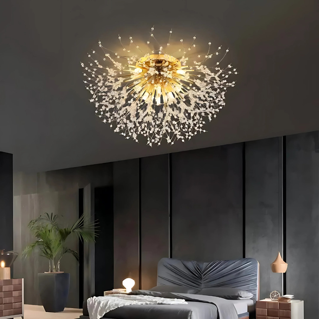Candelabru Cristal RONDO Vivace, 8x G9, Diametru 60cm, Auriu Lucios