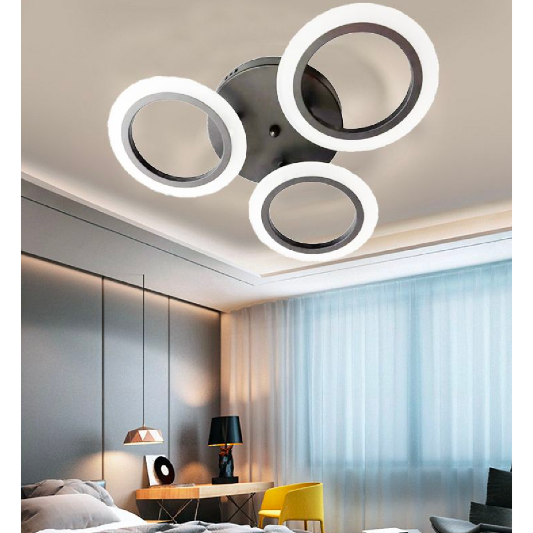 Lustra LED MARA 41W, 3 Cercuri, lumina Rece/Calda/Neutra, Negru, imaginea 4