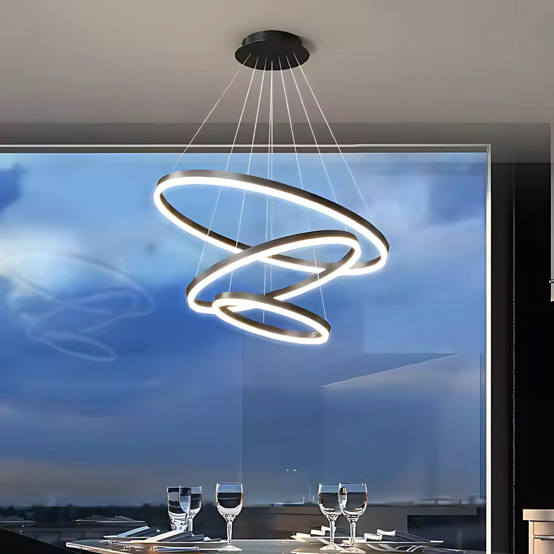 Lustra LED suspendata PAGANO 95W, Lumina Rece/Calda/Neutra, Negru, Inaltime Reglabila, imaginea 1