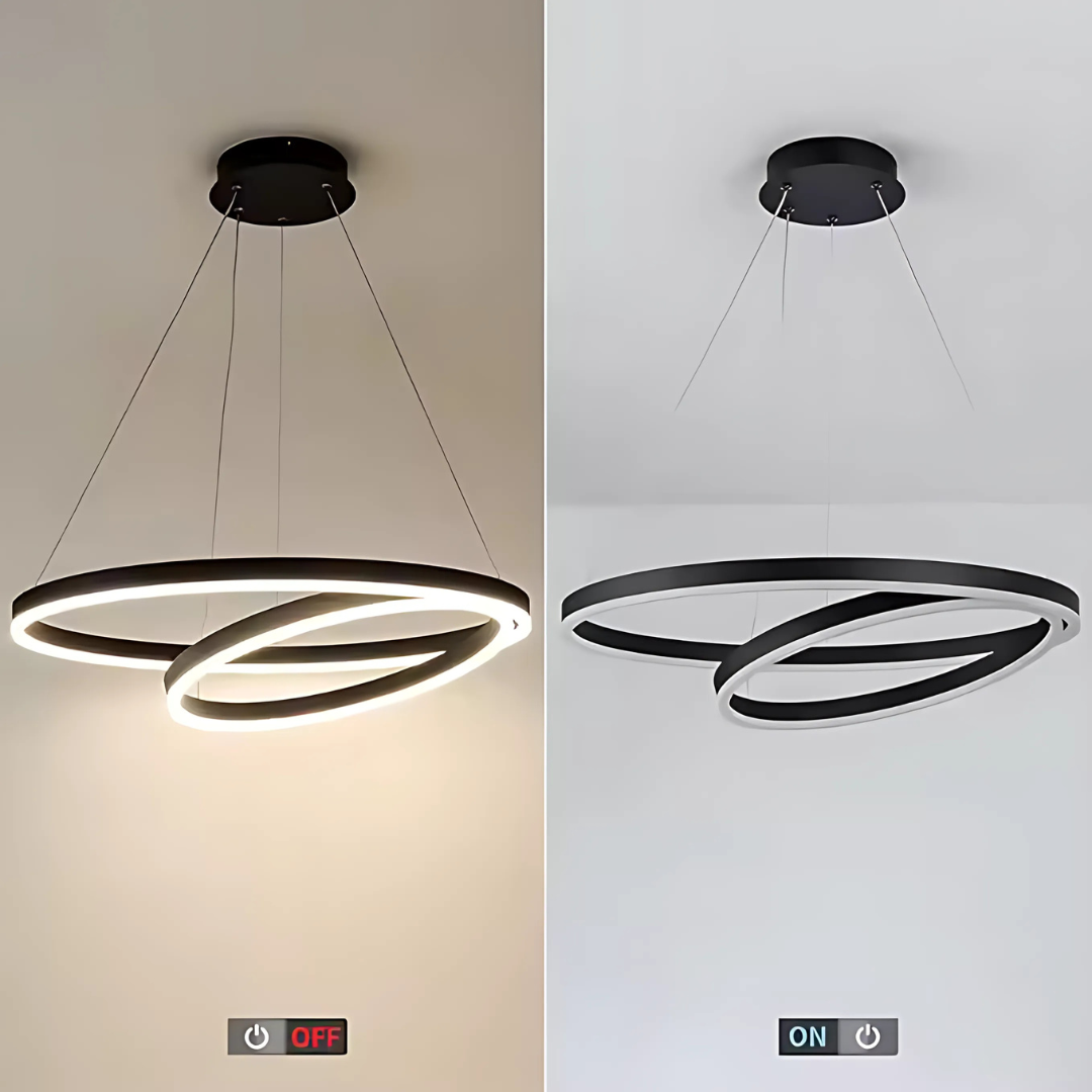 Lustra LED Suspendata PAGANO 47W, 3000K, 2 Cercuri, Negru, Inaltime Reglabila, imaginea 4