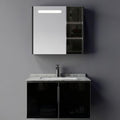 Set Mobilier pentru Baie RHODOS, 80cm, 2 Piese, Negru si Alb