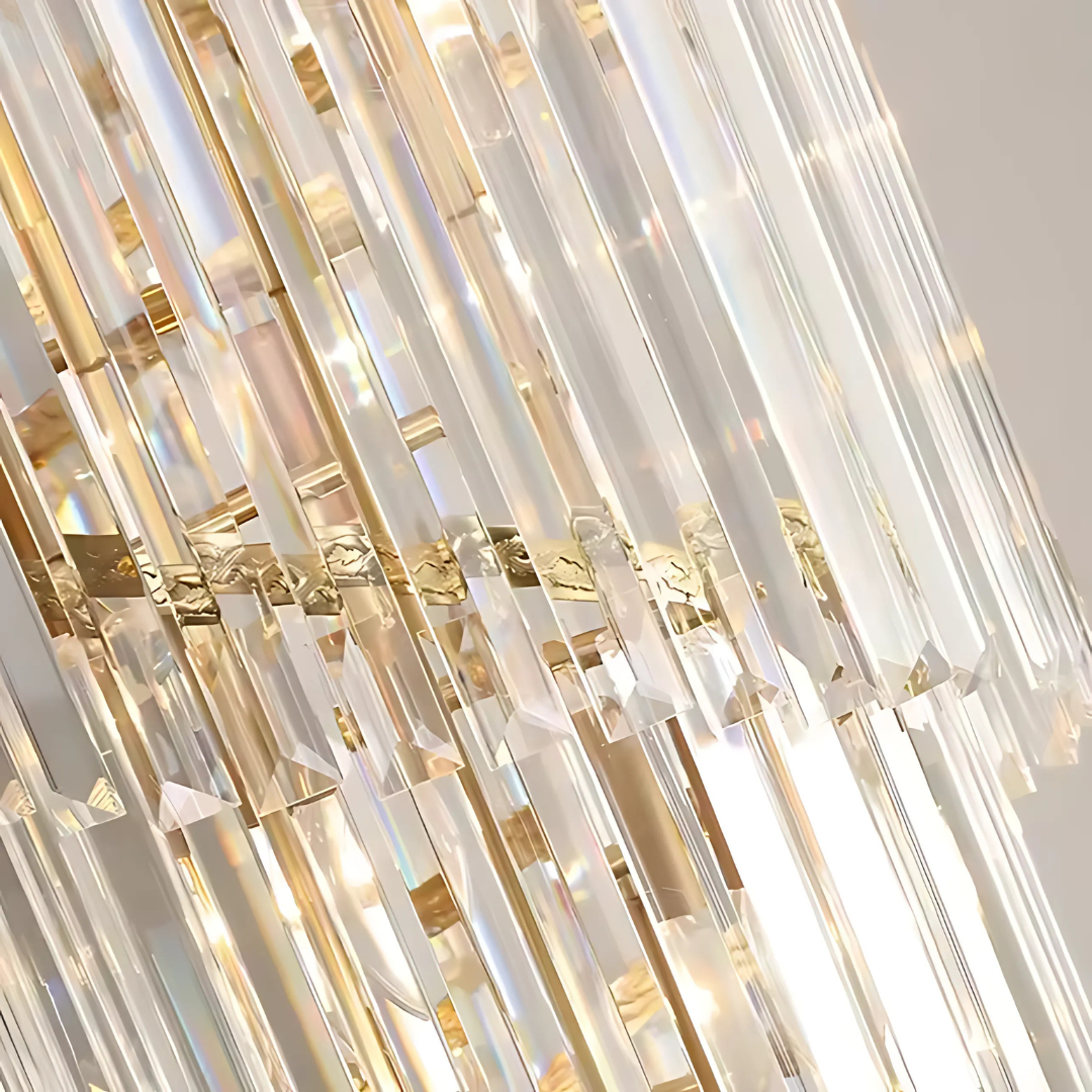 Candelabru Cristal BLOIS Ascendere E14, Diametru 60cm, Auriu, Inaltime Reglabila