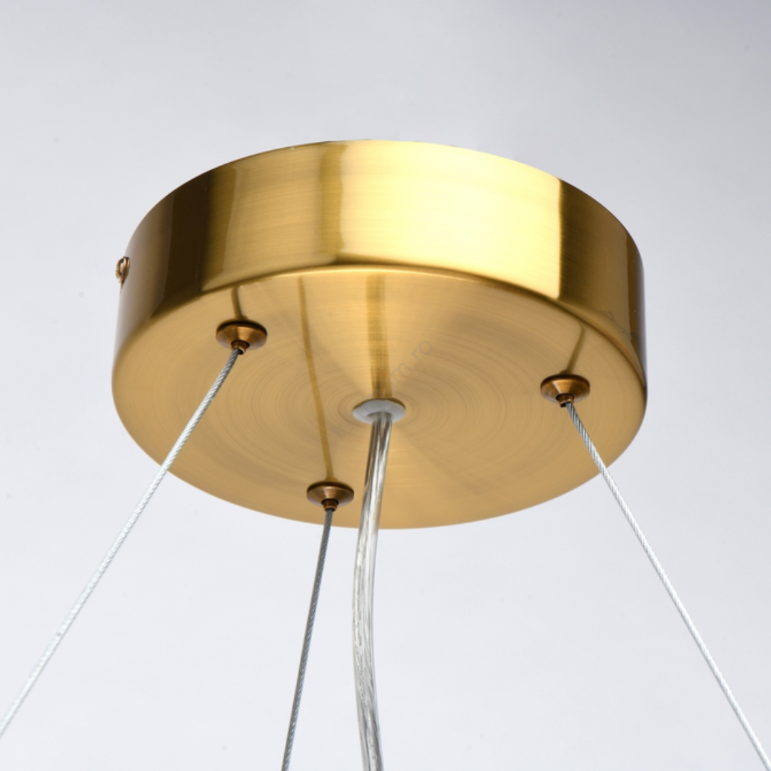 Candelabru Cristal ALHAMBRA Supremo, LED, 102W, Diametru 80cm, Lumina Calda/Rece/Neutra, Dimabil, Inaltime Reglabila, Auriu