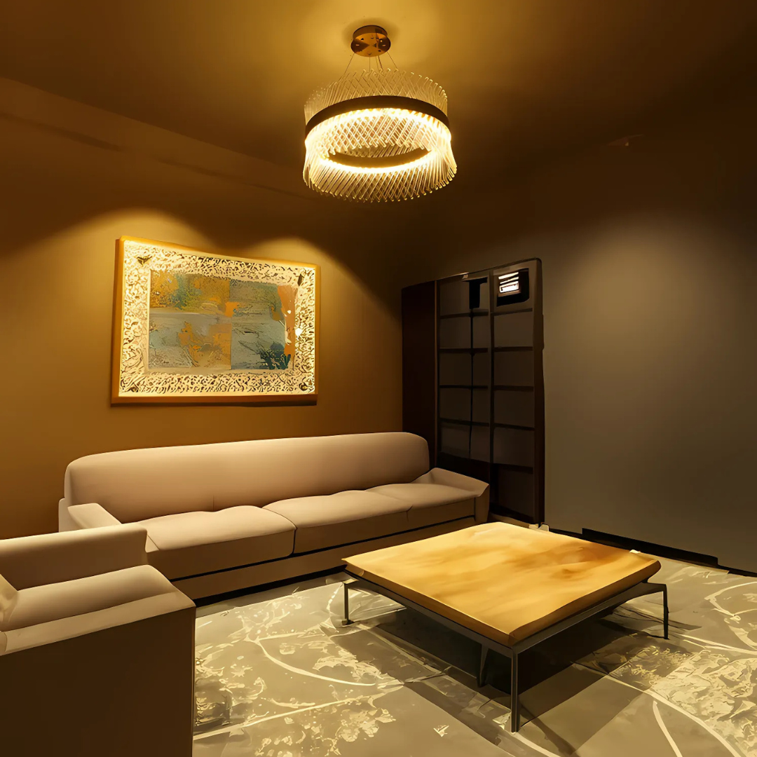 Candelabru Cristal ALHAMBRA Eleganza, LED, 71W, Diametru 50cm, Lumina Calda/Rece/Neutra, Dimabil, Inaltime Reglabila, Auriu