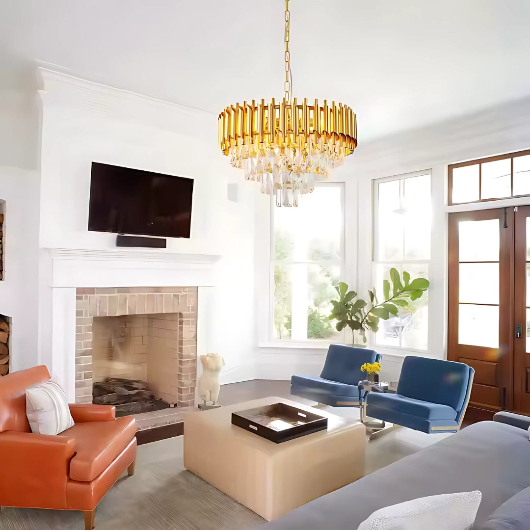 Candelabru Cristal VERSAILLES Magno 8x E14, Diametru 60cm, Auriu, Inaltime Reglabila