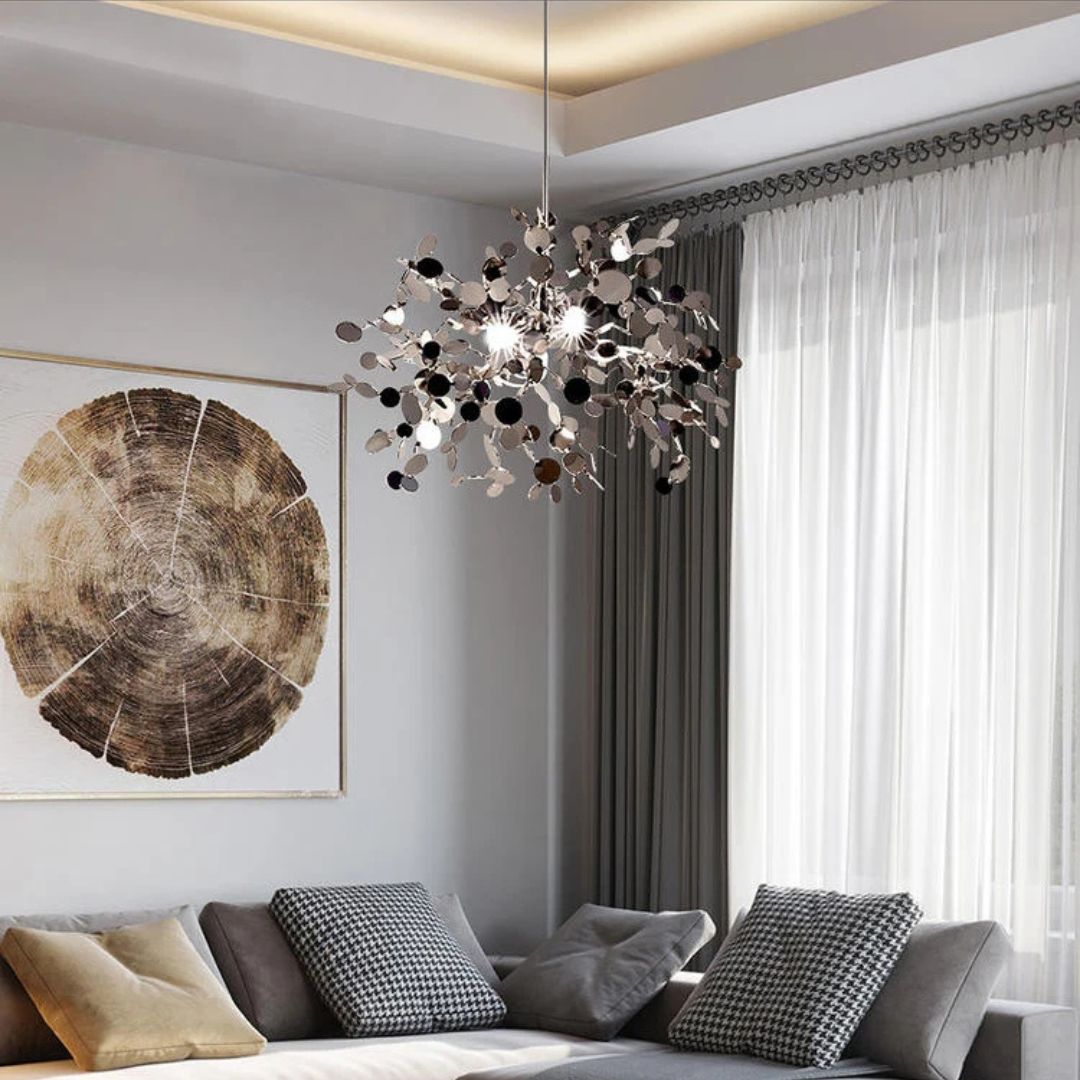 Candelabru Modern, CAPRICIO Allegro, 2xE14, Diametru 40cm, Crom Lucios, Inaltime Reglabila