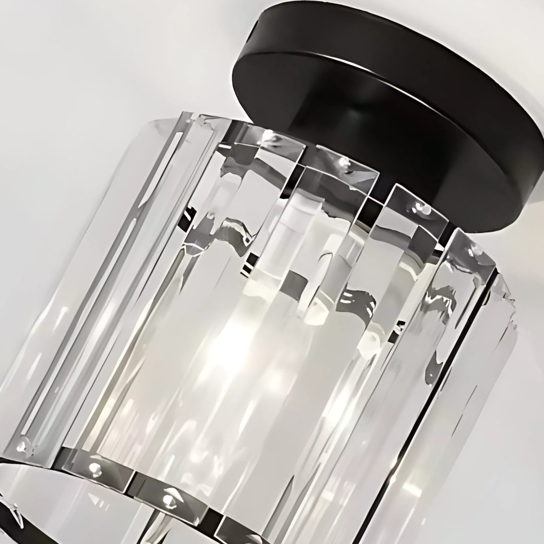Classic Chandelier, Georgiana, 1x E27, Glass Shade, Black, Metal and Glass, imaginea 4