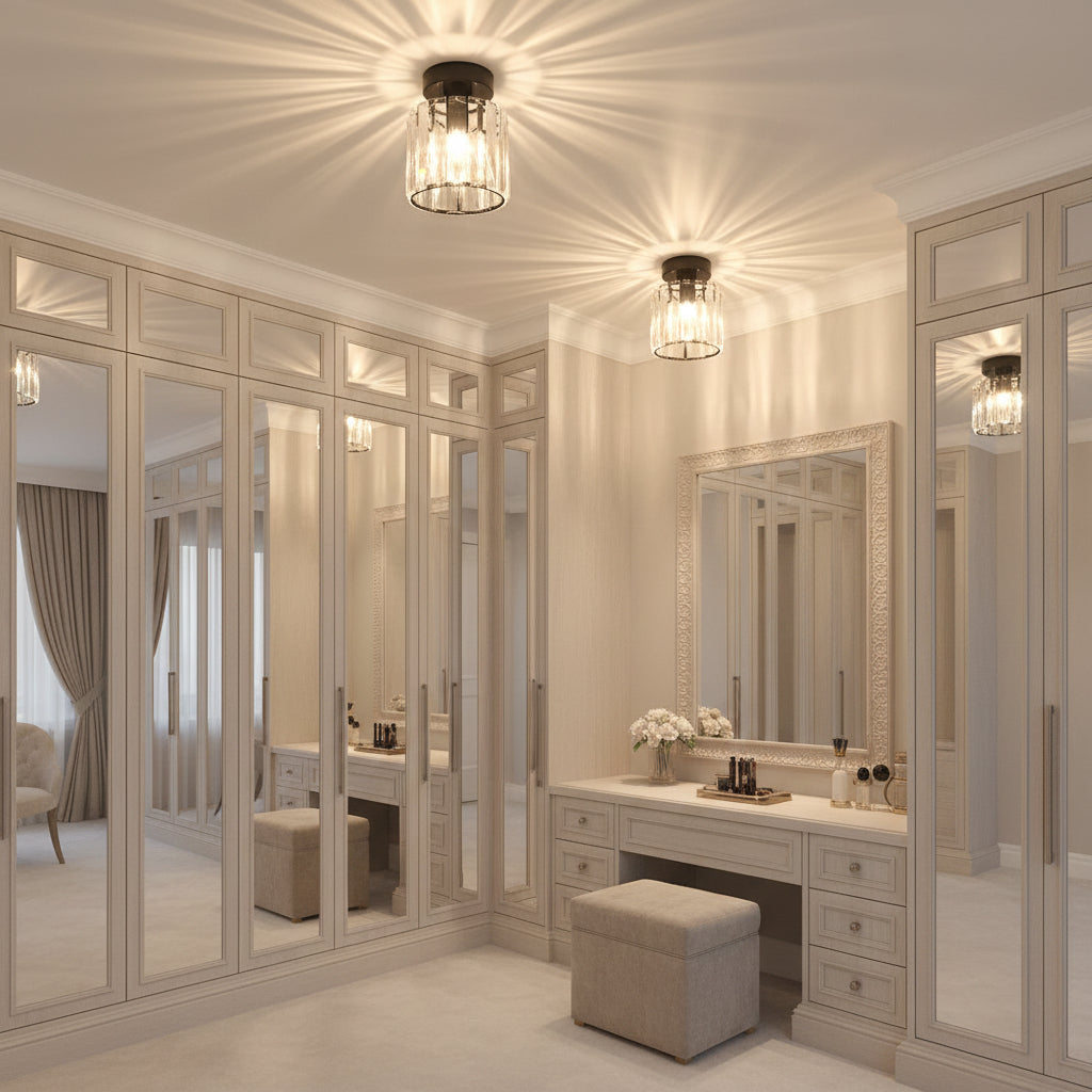 Classic Chandelier, Georgiana, 1x E27, Glass Shade, Black, Metal and Glass, imaginea 1