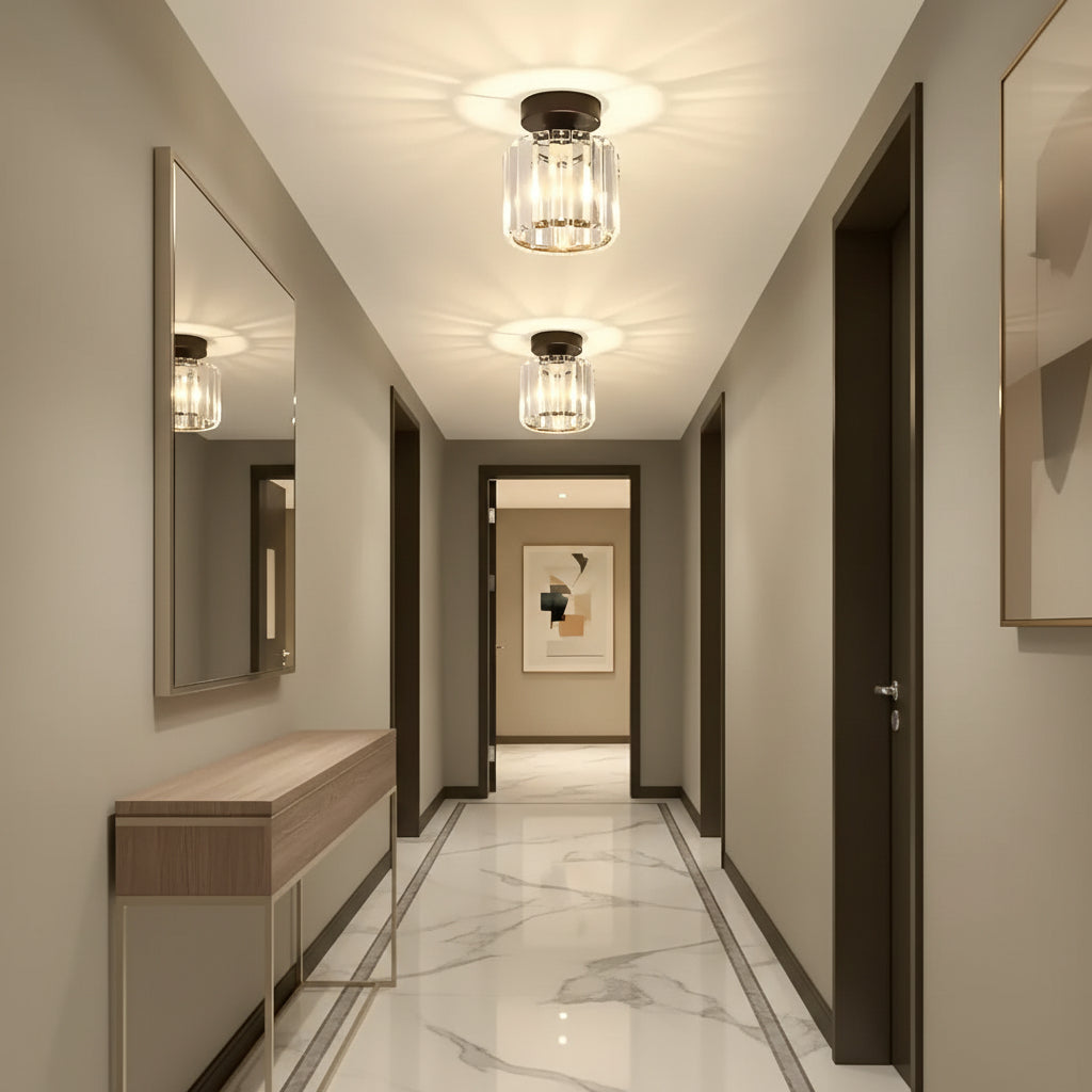 Classic Chandelier, Georgiana, 1x E27, Glass Shade, Black, Metal and Glass, imaginea 2