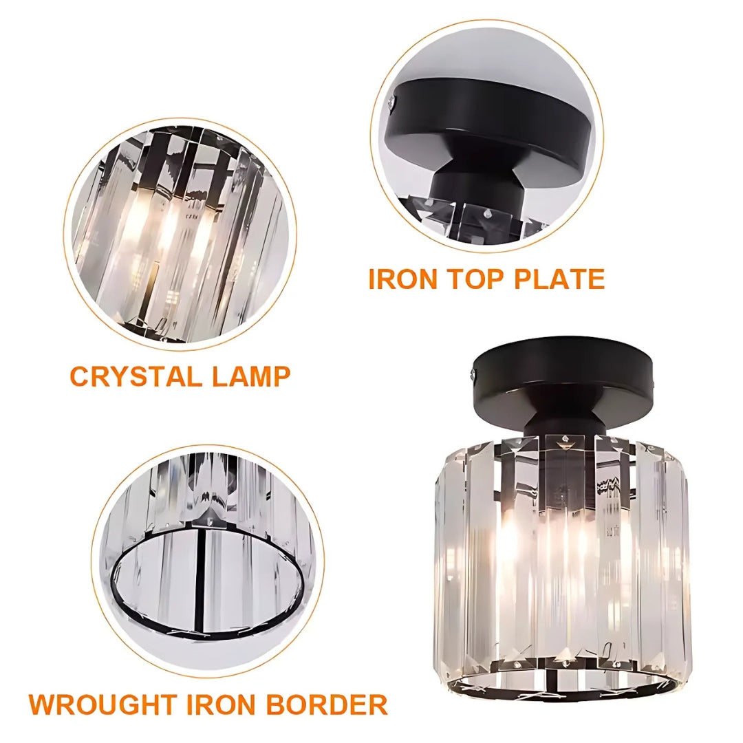 Classic Chandelier, Georgiana, 1x E27, Glass Shade, Black, Metal and Glass, imaginea 5