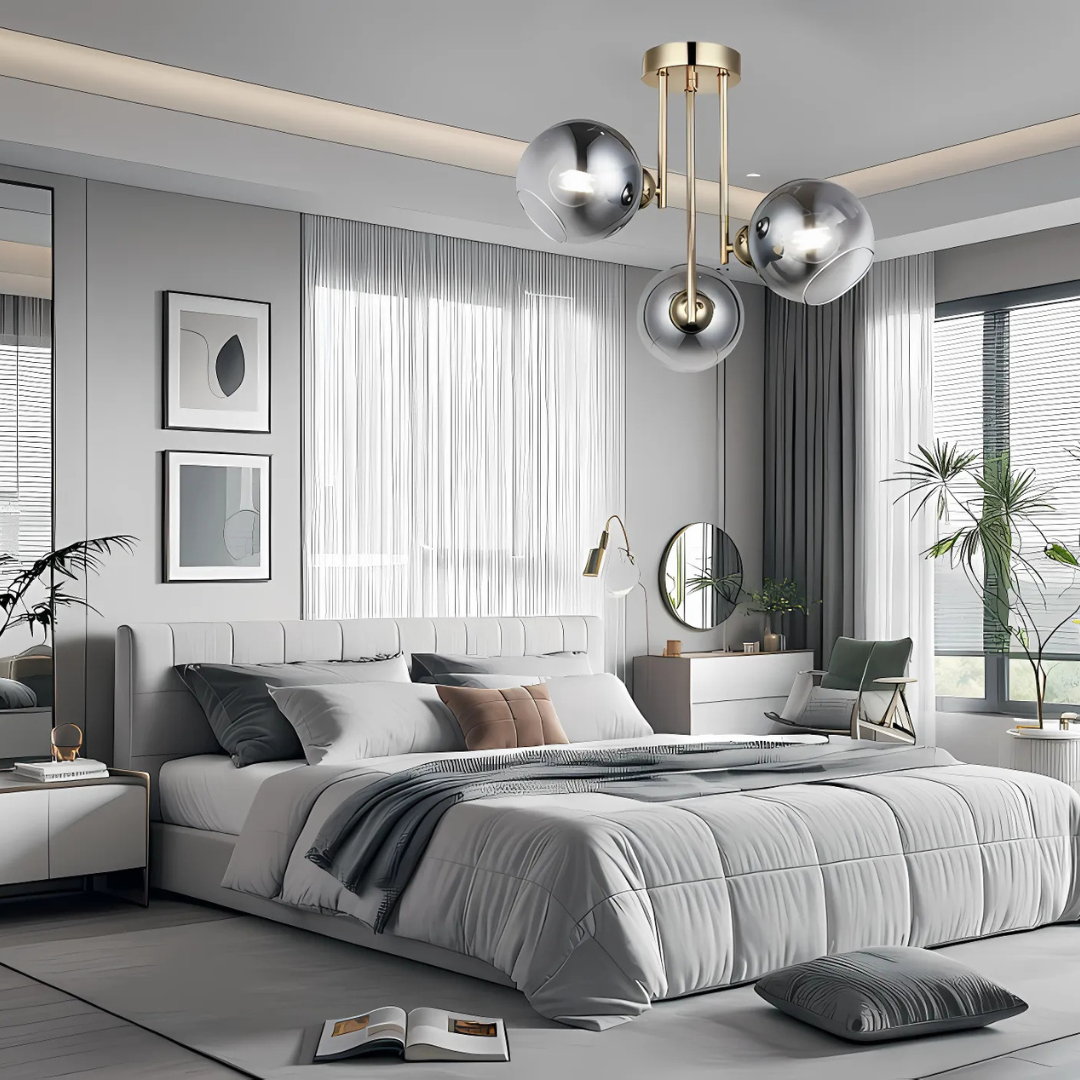 Lustra cu bec moderna MODUS, 3x E27, Auriu, Metal